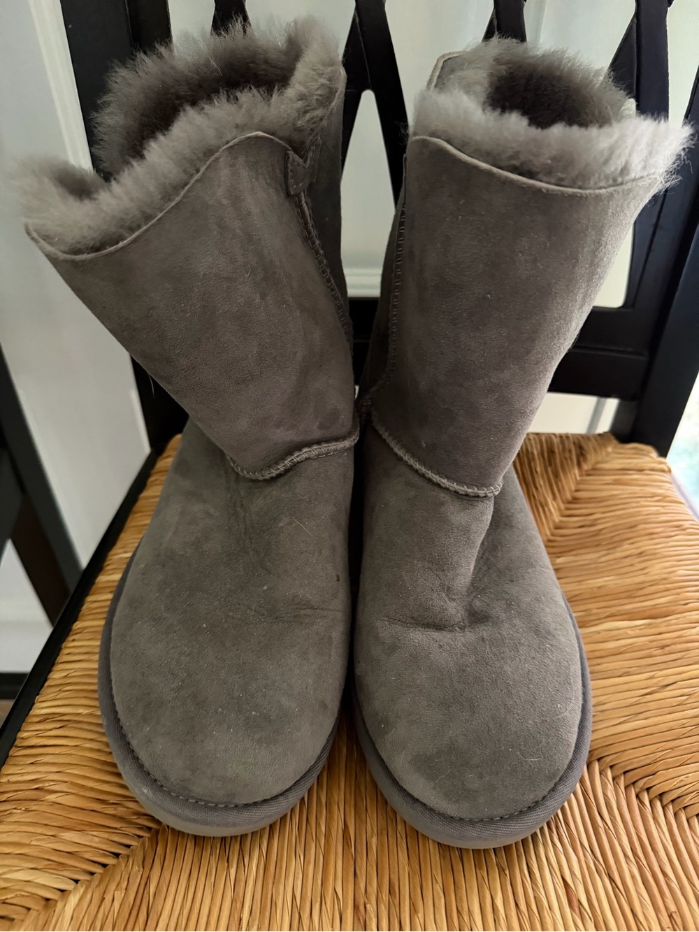 UGG Gray Suede Shearling Short Boot